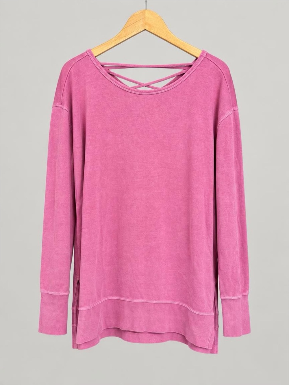 Maurices Pink Crisscross-Back Long Sleeve Top - M